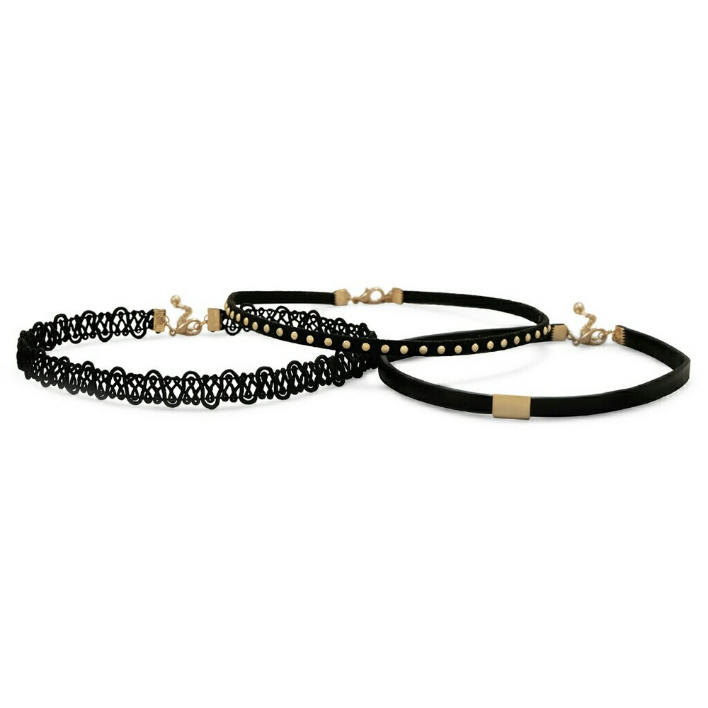 Set of 3 Black Choker