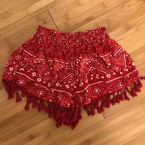 Red tribal shorts