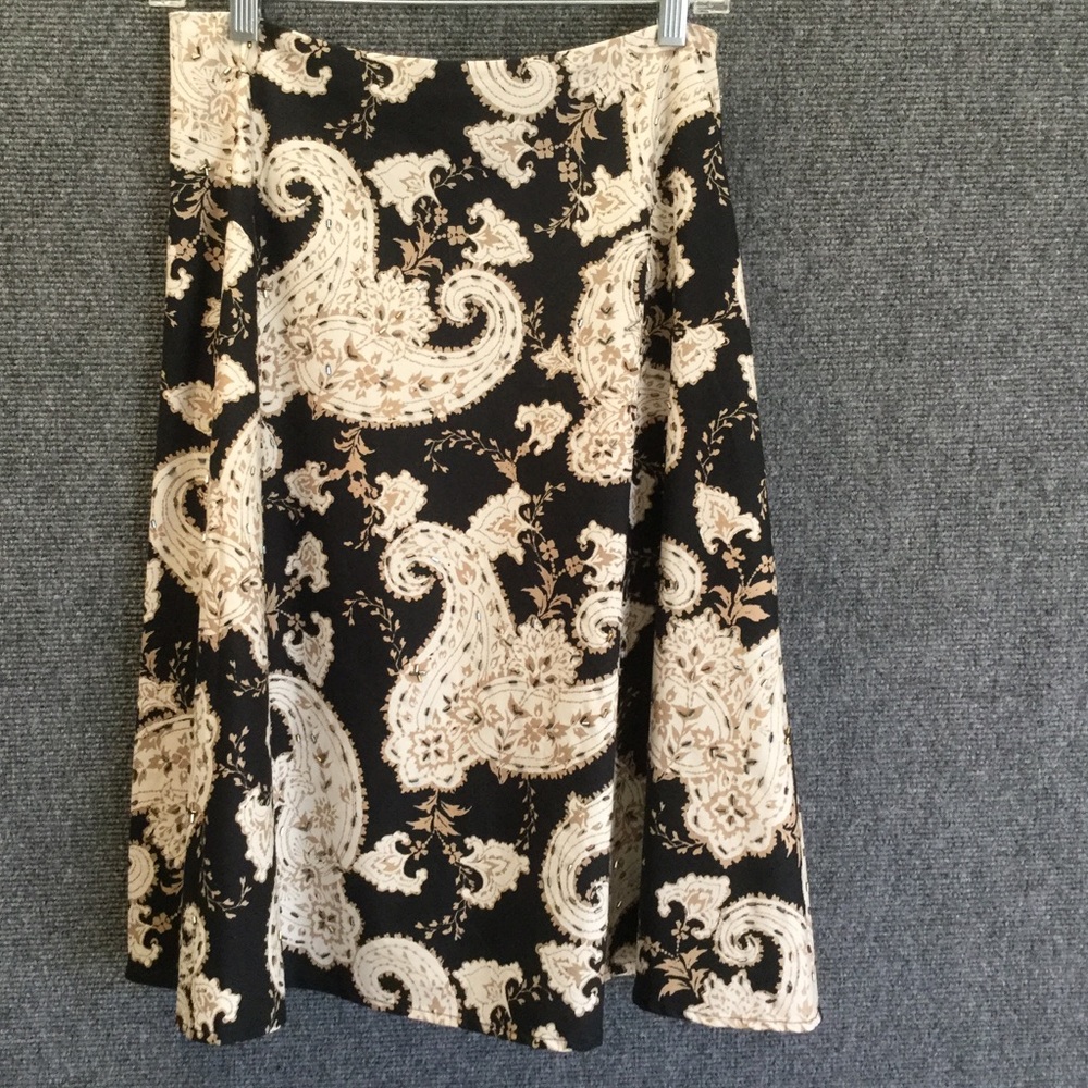 Embellished cotton dressy A-line lined skirt.