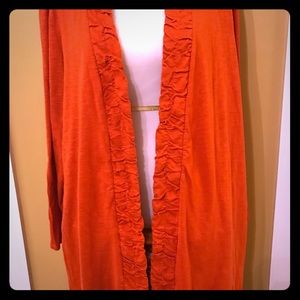 Long orange cardigan size 1x.