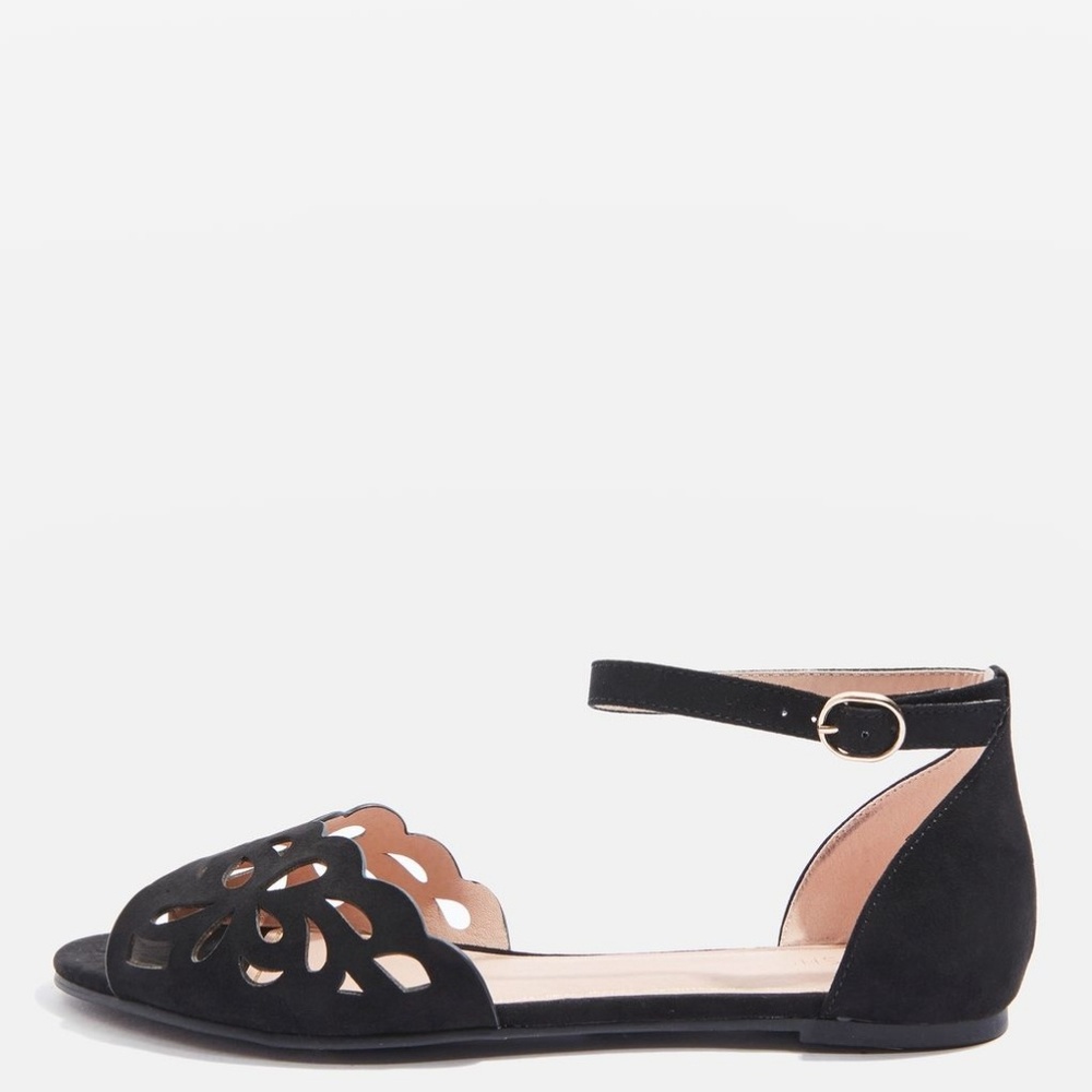 Topshop HOOP Black Laser Cut flat Shoes