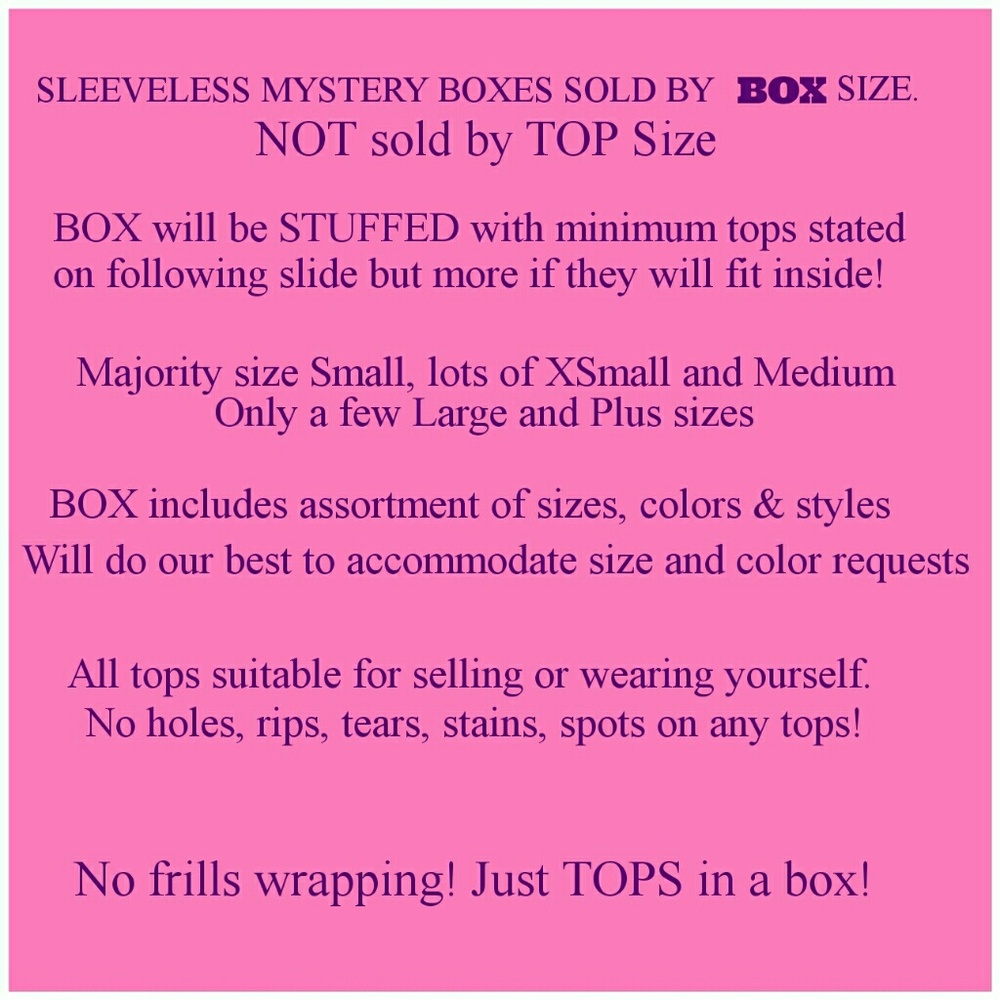 Medium BOX of Sleeveless Tops MYSTERY Bundle 16-18 - Picture 3 of 8