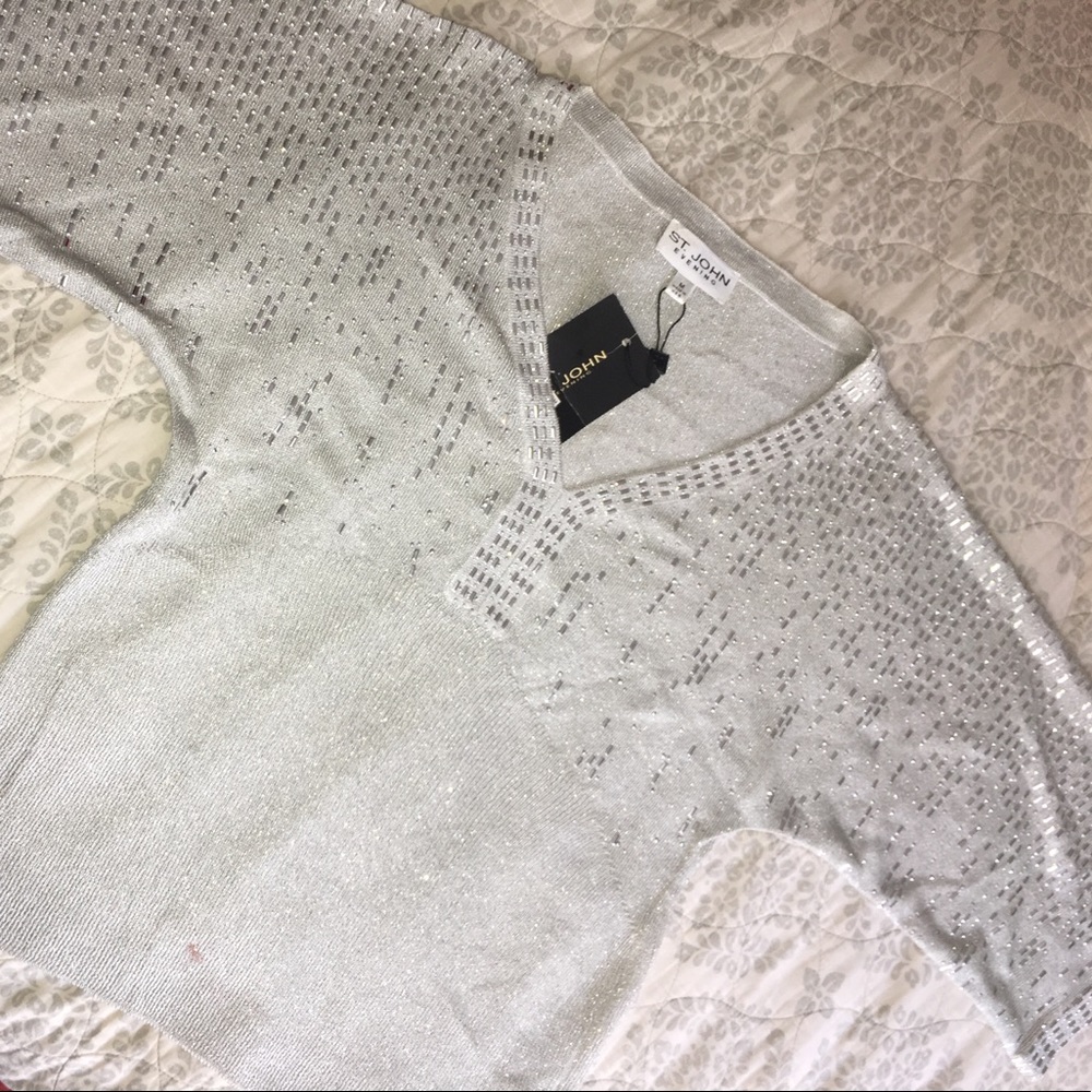Embellished silver St. John Evening blouse