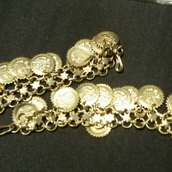Gold Metal Coin Dangled Belt Made in India Vintage