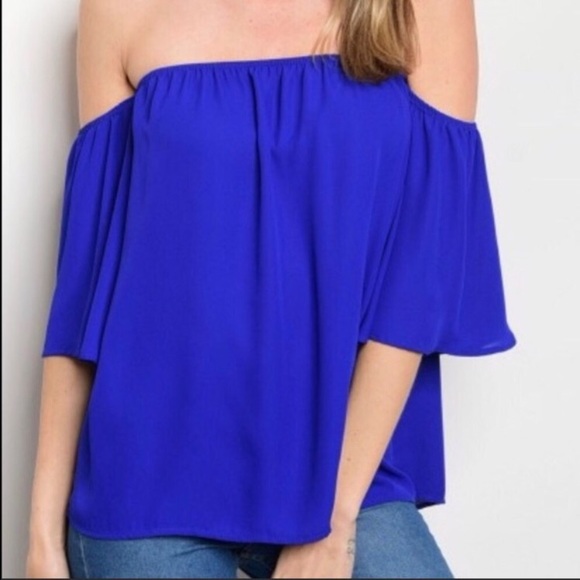 Royal Blue Off the Shoulder Top🎉 - Picture 2 of 3