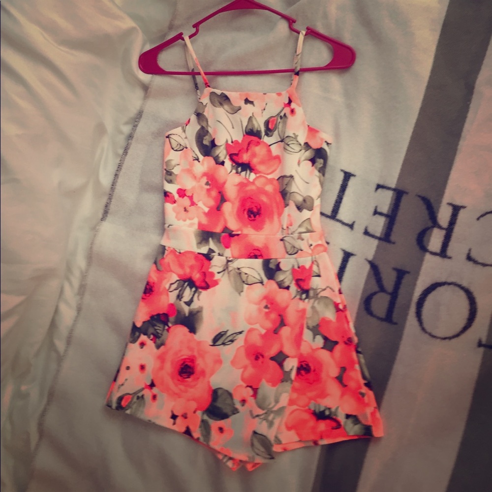 NWT Neon coral romper