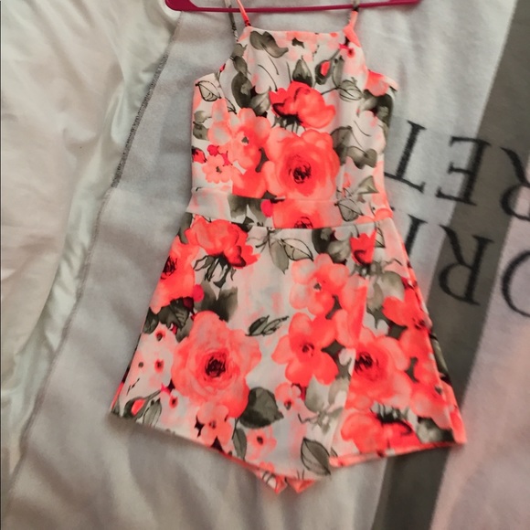 NWT Neon coral romper - Picture 2 of 3