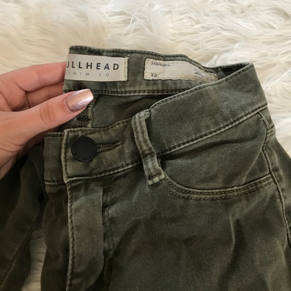 Olive green skinny jeans