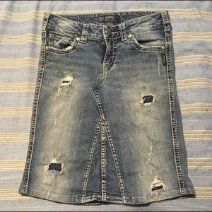 Silver jeans reconstructed skirt