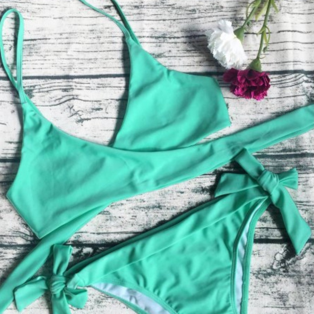 Turquoise Wrap Thin Strap Bikini