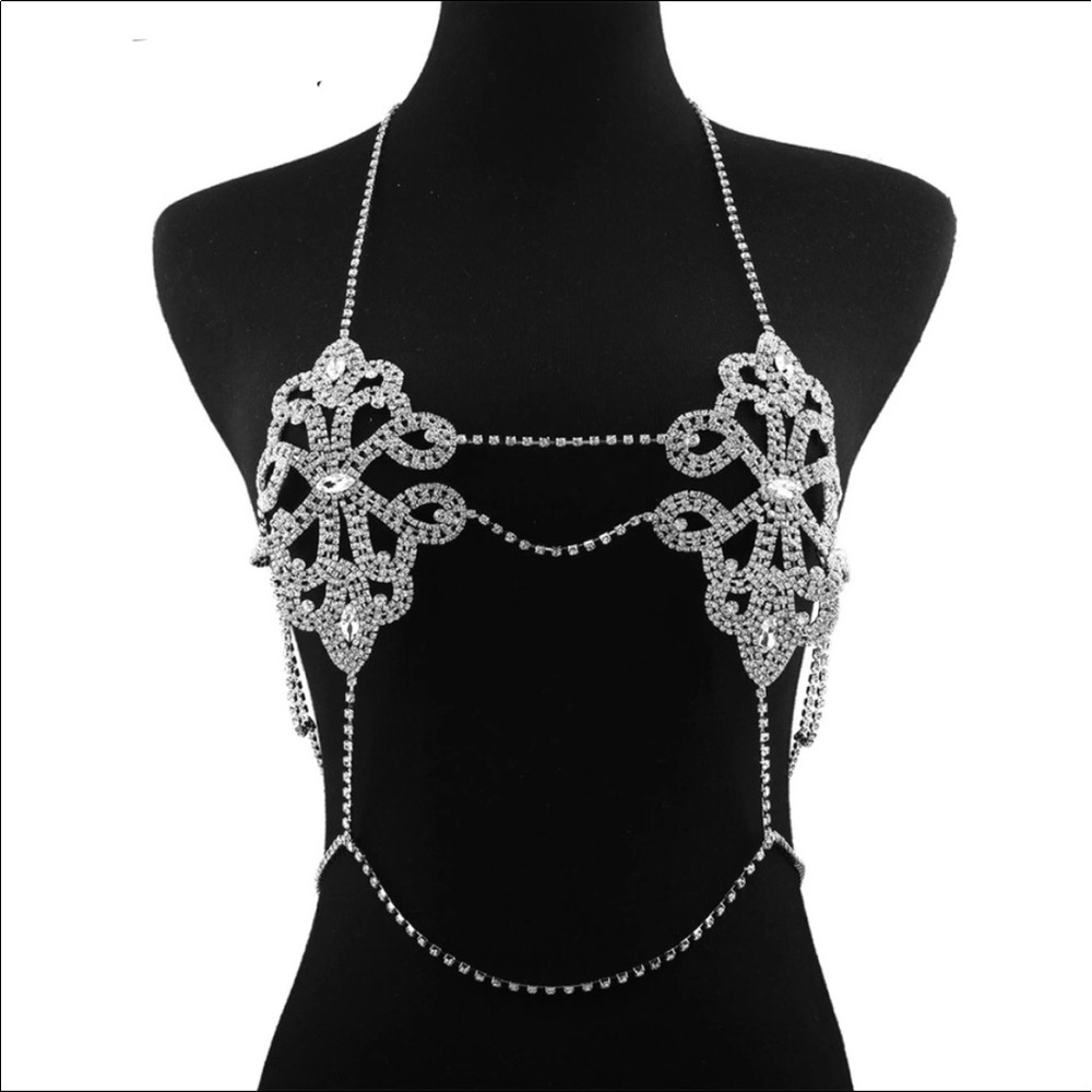 🔥Host Pick🔥Rhinestones Body Chain, Bikini Bra