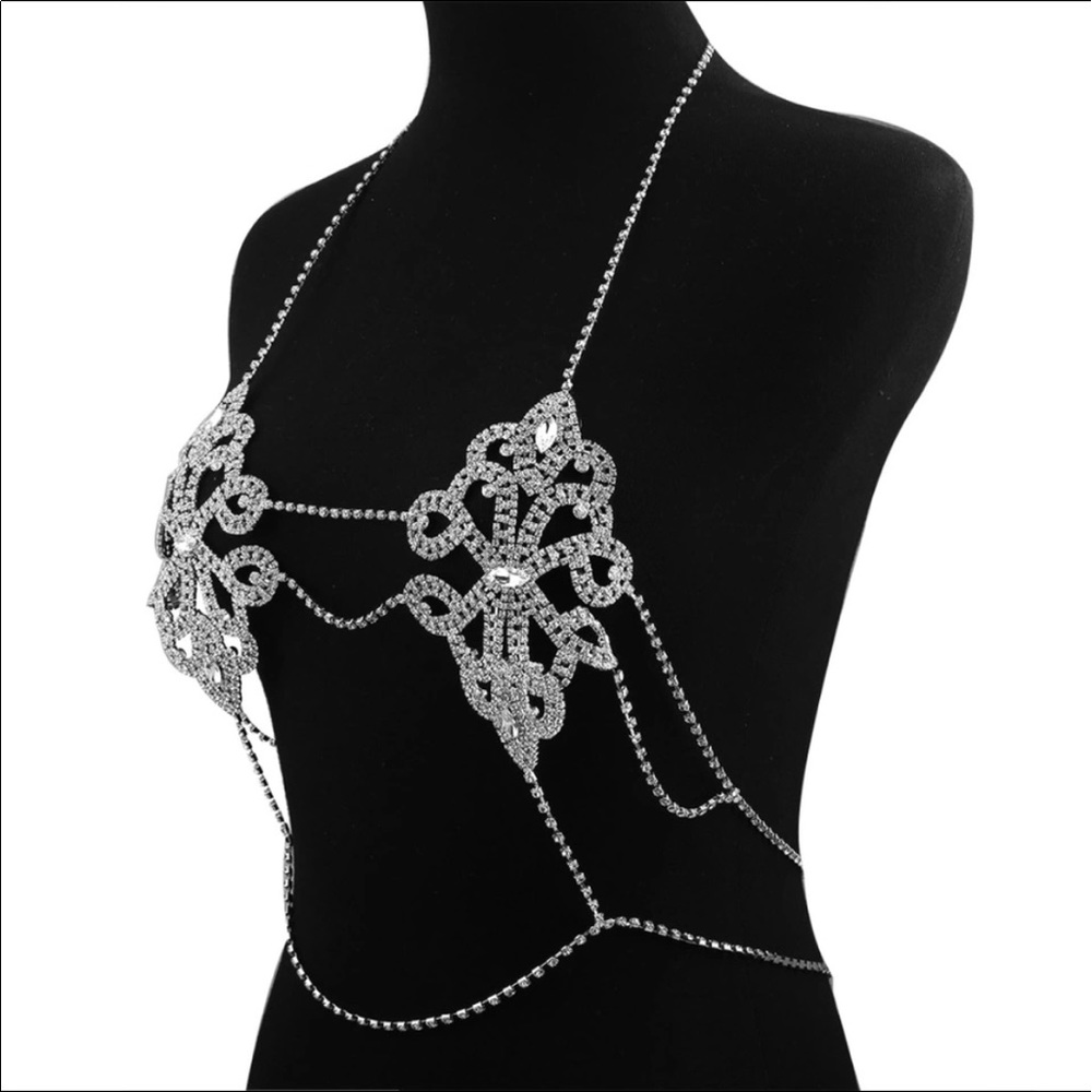 🔥Host Pick🔥Rhinestones Body Chain, Bikini Bra - Picture 2 of 3