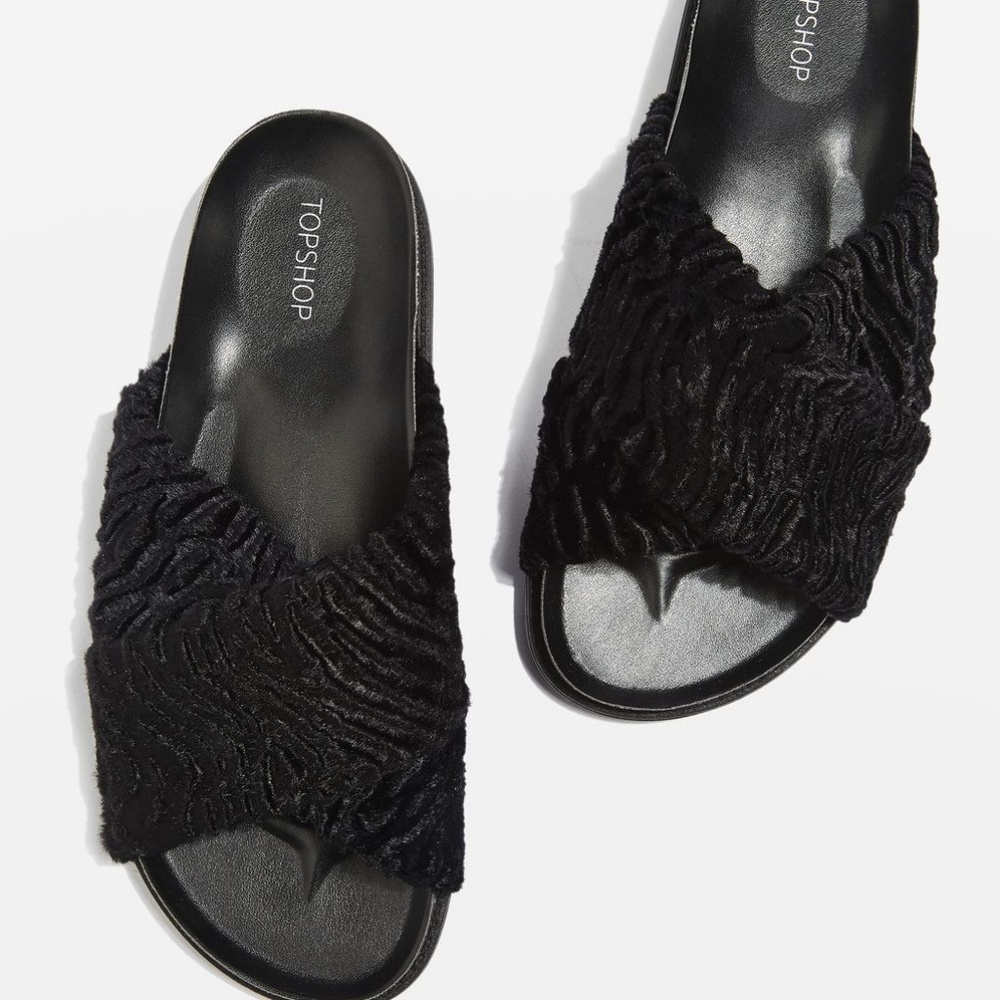 Topshop HARISSA Cross Strap Sliders Flats US 5.5