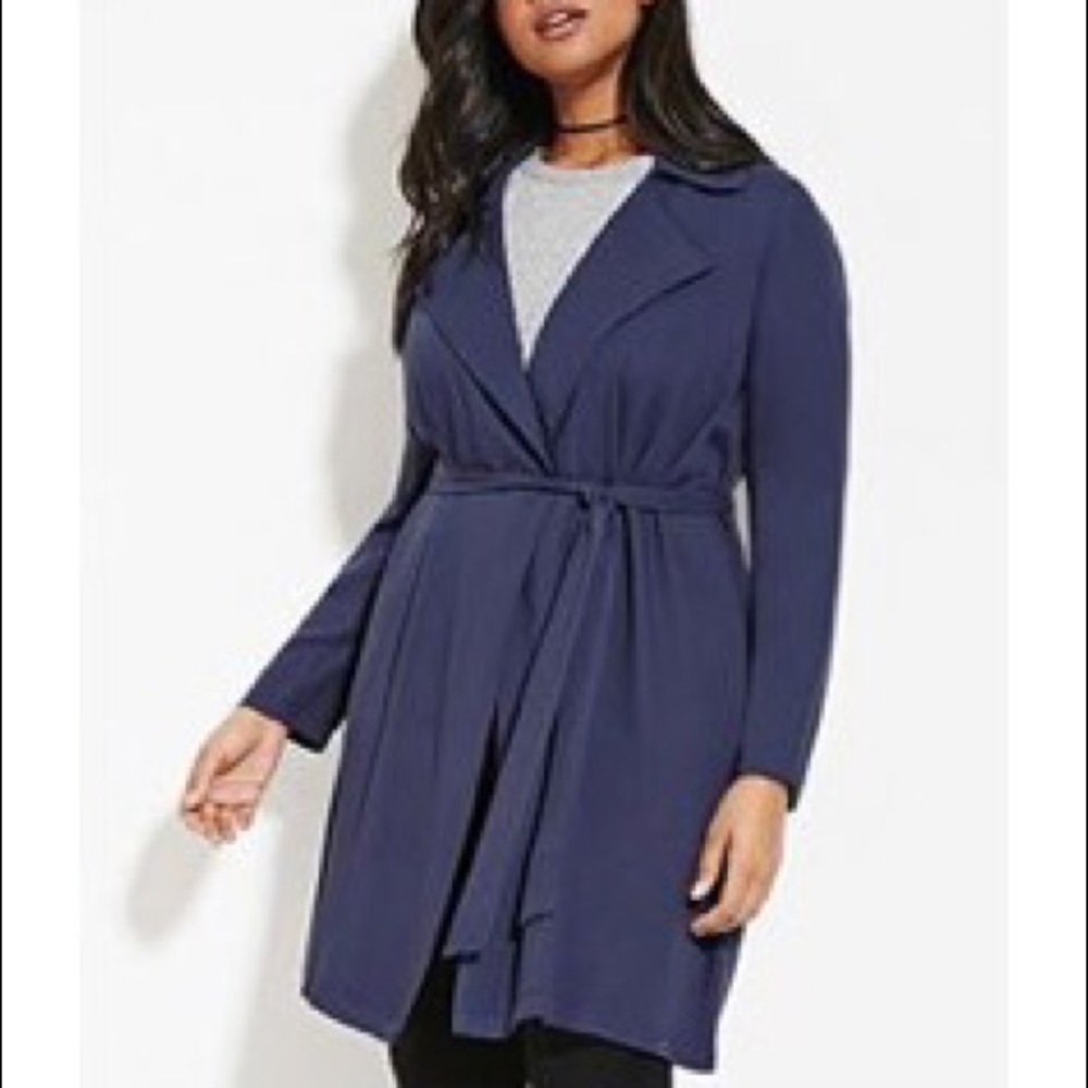Navy Belted Longline Jacket