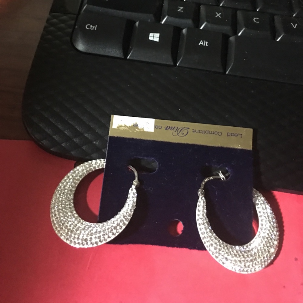 CZ Bling sterling silver hoops