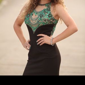 Black and green beaded Sherri Hill dress