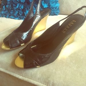 Black and gold Ralph Lauren heels