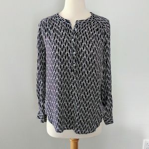 Loft Navy Patterned Button Down