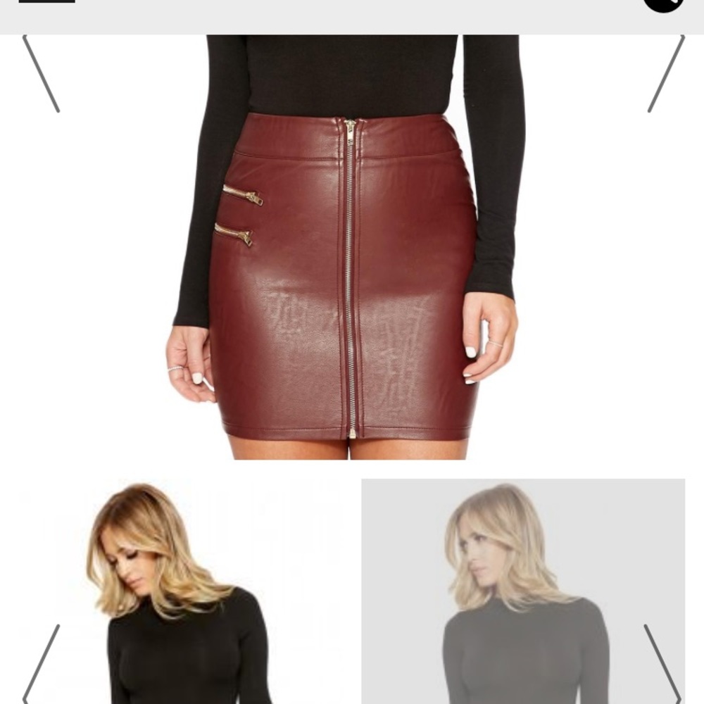 Burgundy faux leather skirt