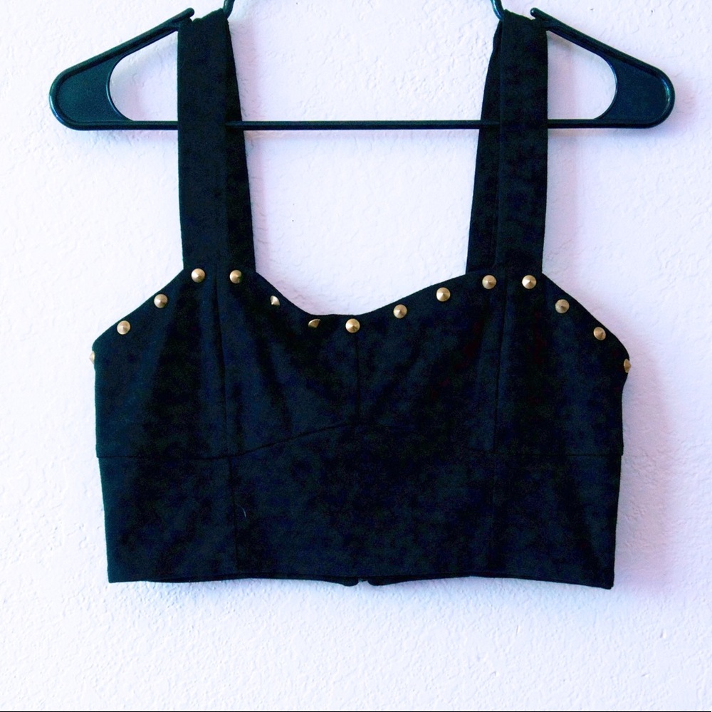 Black Crop Top with Gold Detail