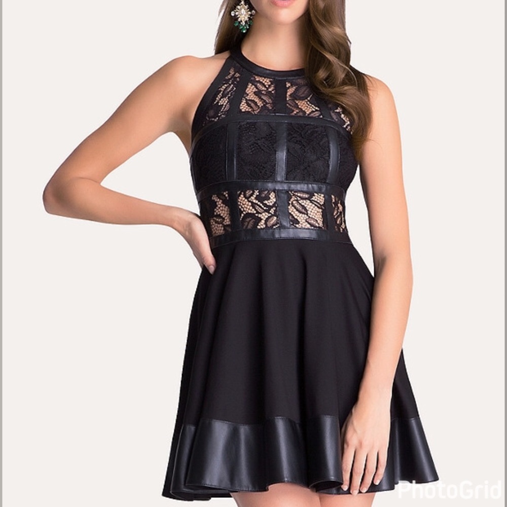 Fit and flare T-Strap Dress, Bebe, Size 2 , New