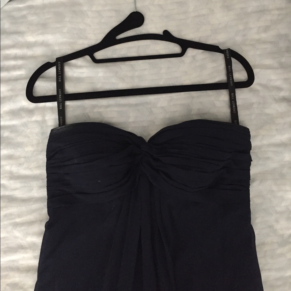 Bill Levkoff navy blue bridesmaid dress
