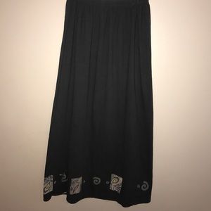 Blue Fish Handpainted Organic Black Maxi Skirt