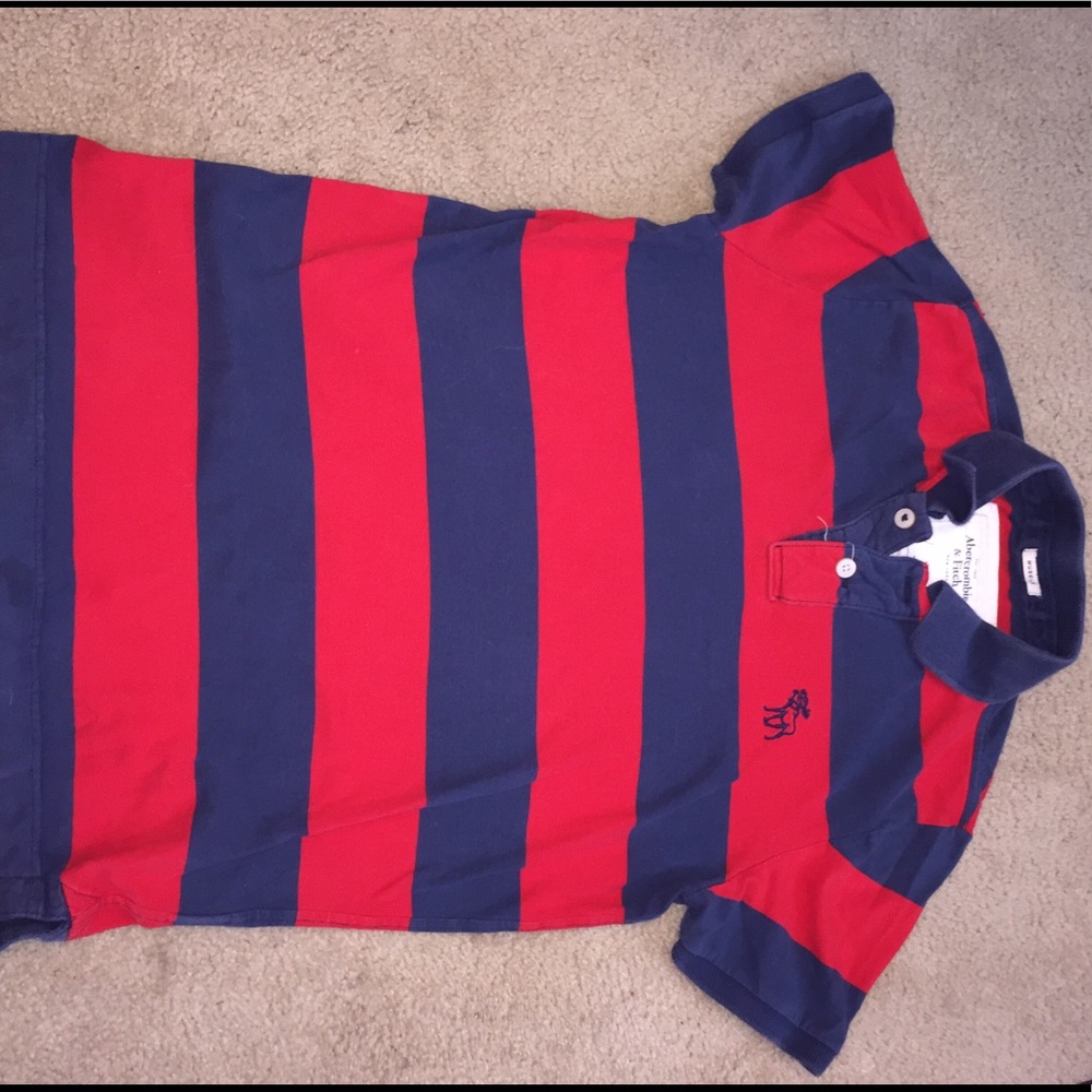 Abercrombie red and blue men's polo shirt.