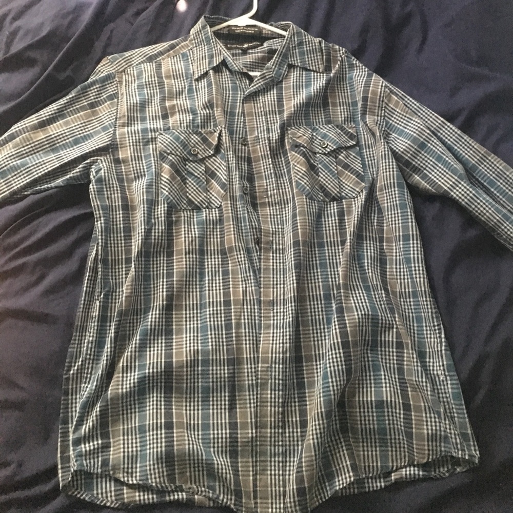 Beverly Hills Polo Club Blue Plaid Button-Down.