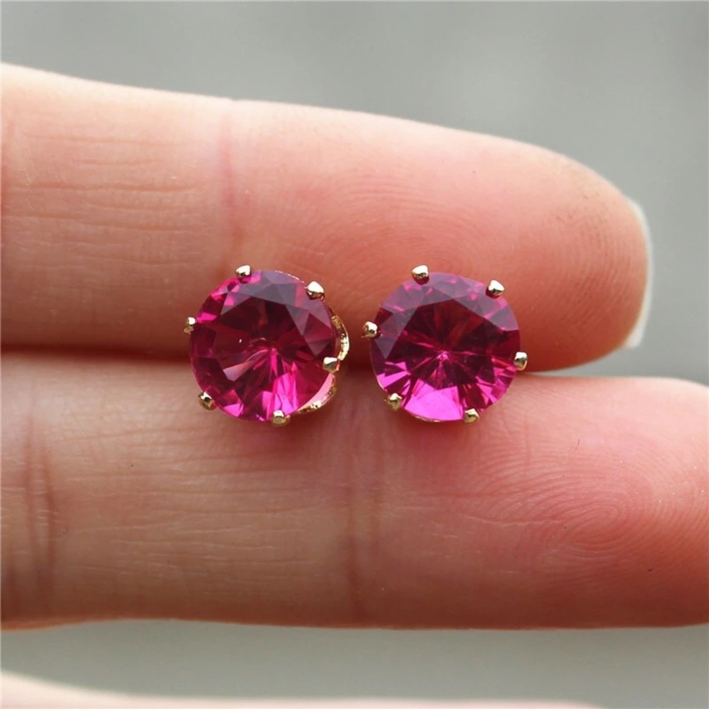 Pink crystal stud earrings