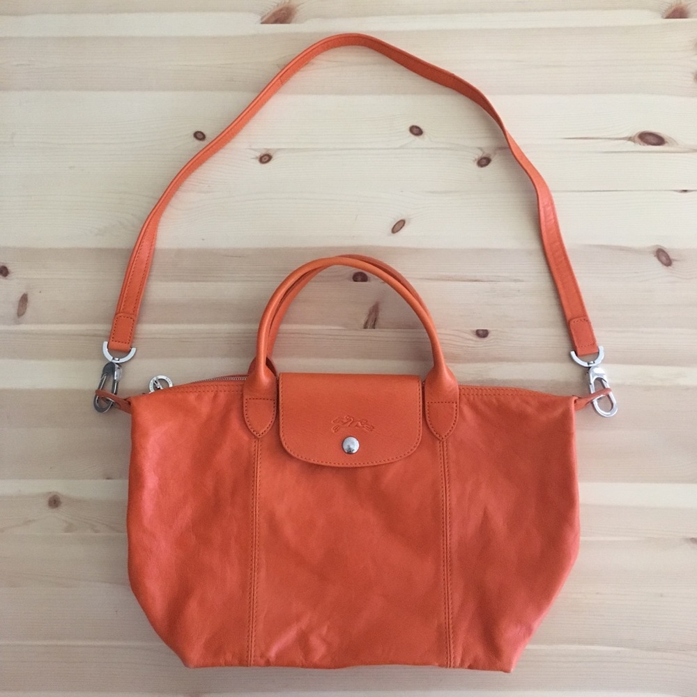 Longchamp Le Pliage Cuir - Orange - Size S