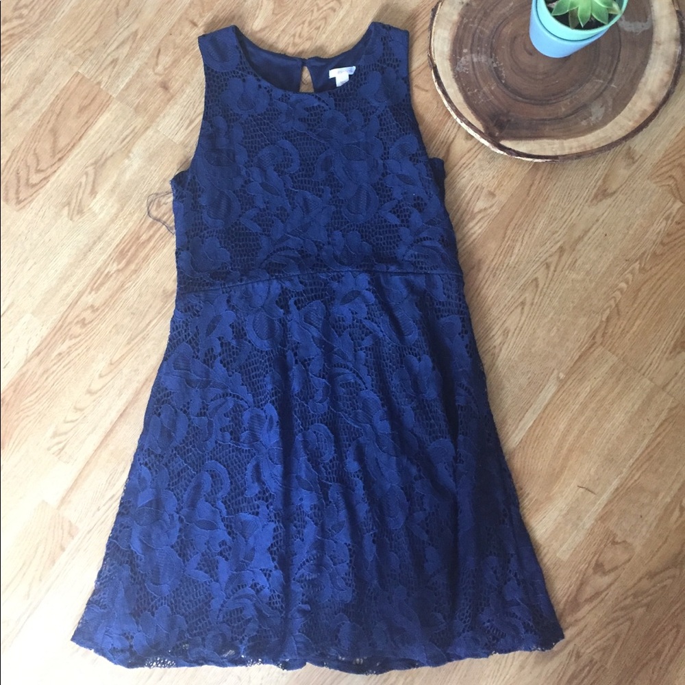 Xhilartion A-line Blue Lace Dress