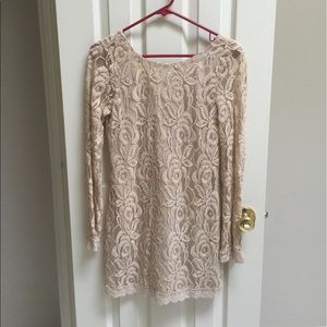 Beige Lace Dress- Size Small