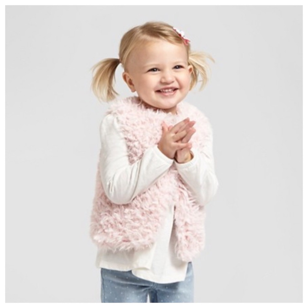 Genuine Kids OshKosh Baby Pink Fur Vest 12M 18M 24