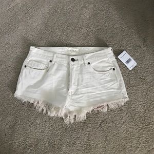 High rise cut off denim shorts