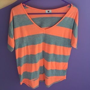 bright orange and grey shirt