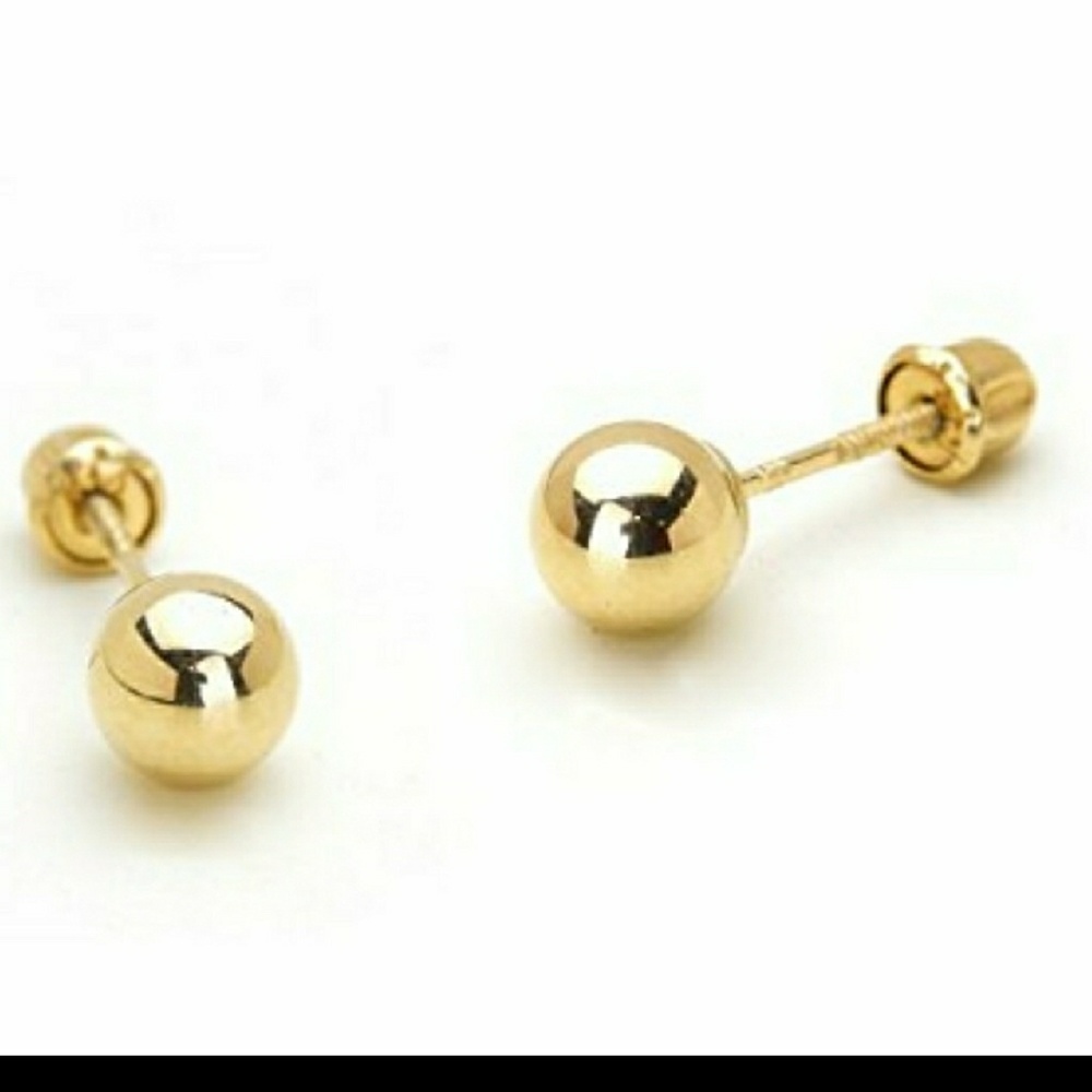 14k Rose Yellow Gold Stud Earrings 4mm - Picture 5 of 11