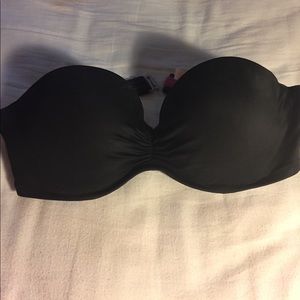 Black push-up bandeau bathing suit top