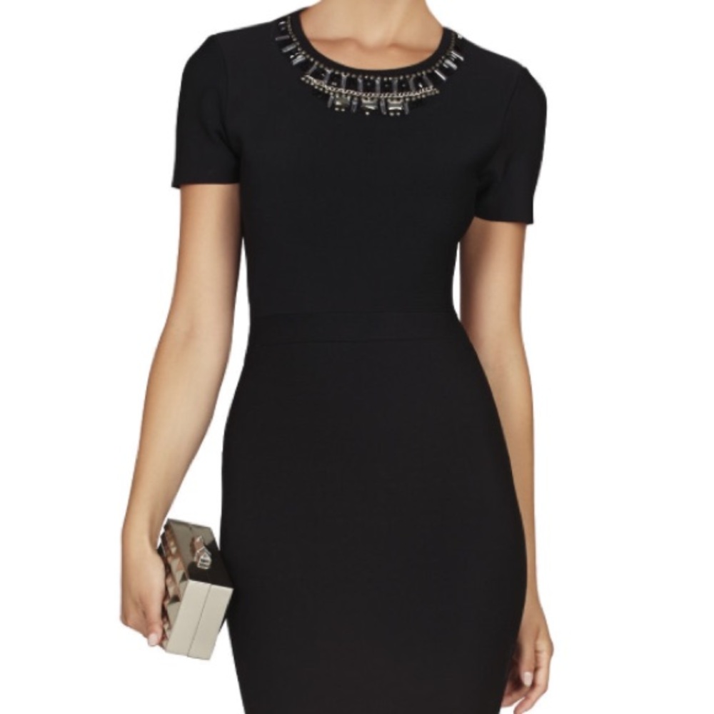 BCBGMaxAzria Kaylen Embellished Cutout-Back Dress