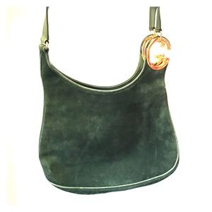 Vintage suede GUCCI bag with leather inlay