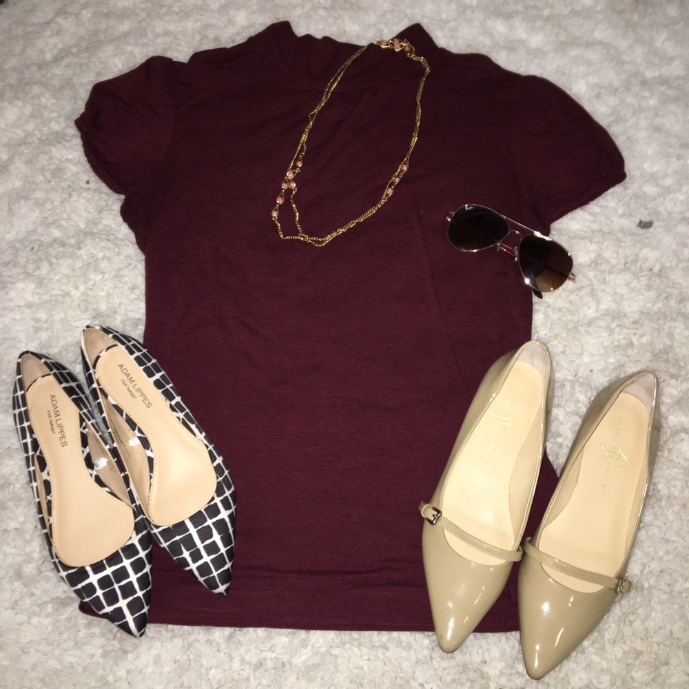 Maroon thin blouse.