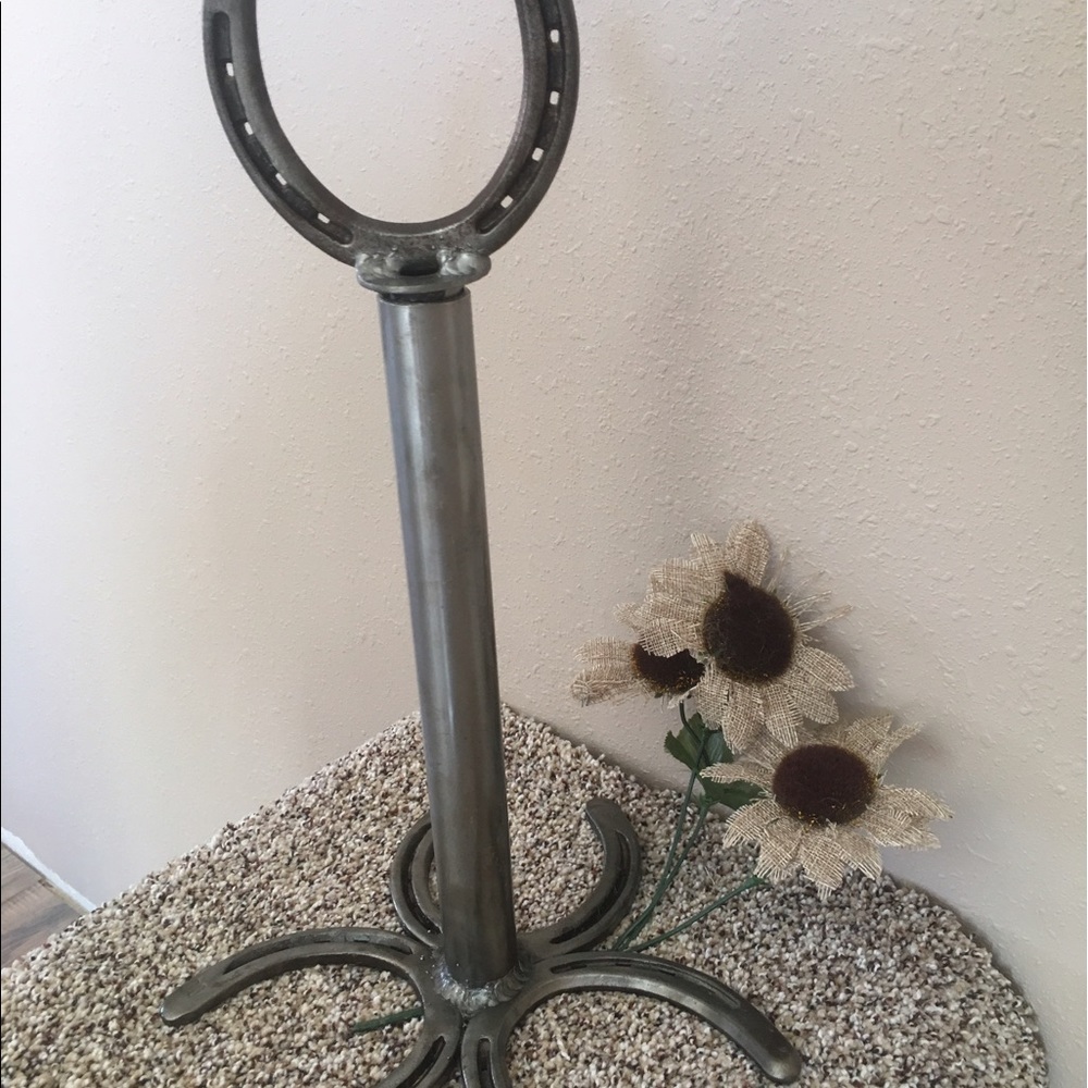 Rustic handmade horseshoe paper towel holder!