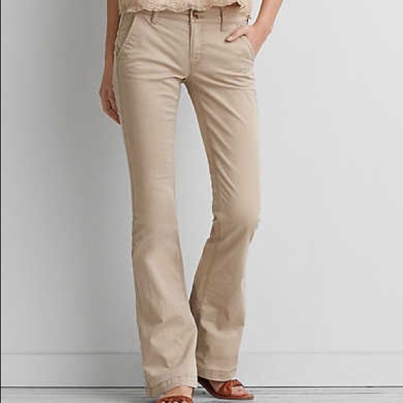 khaki flared pants