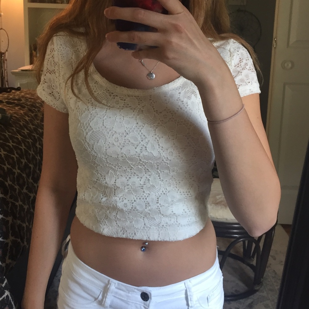 Laced white crop top