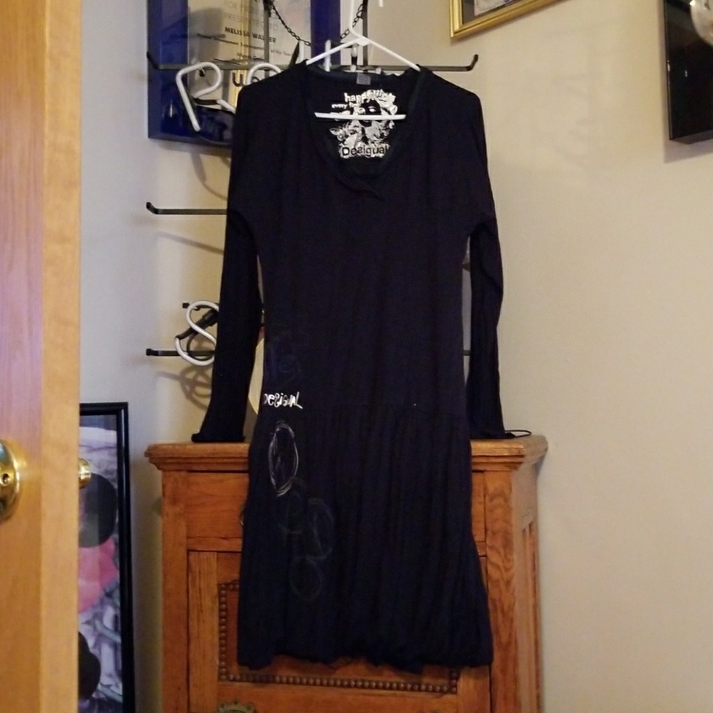 Desigual long sleeve black dress