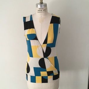 S/M knit wrap top with banded waist