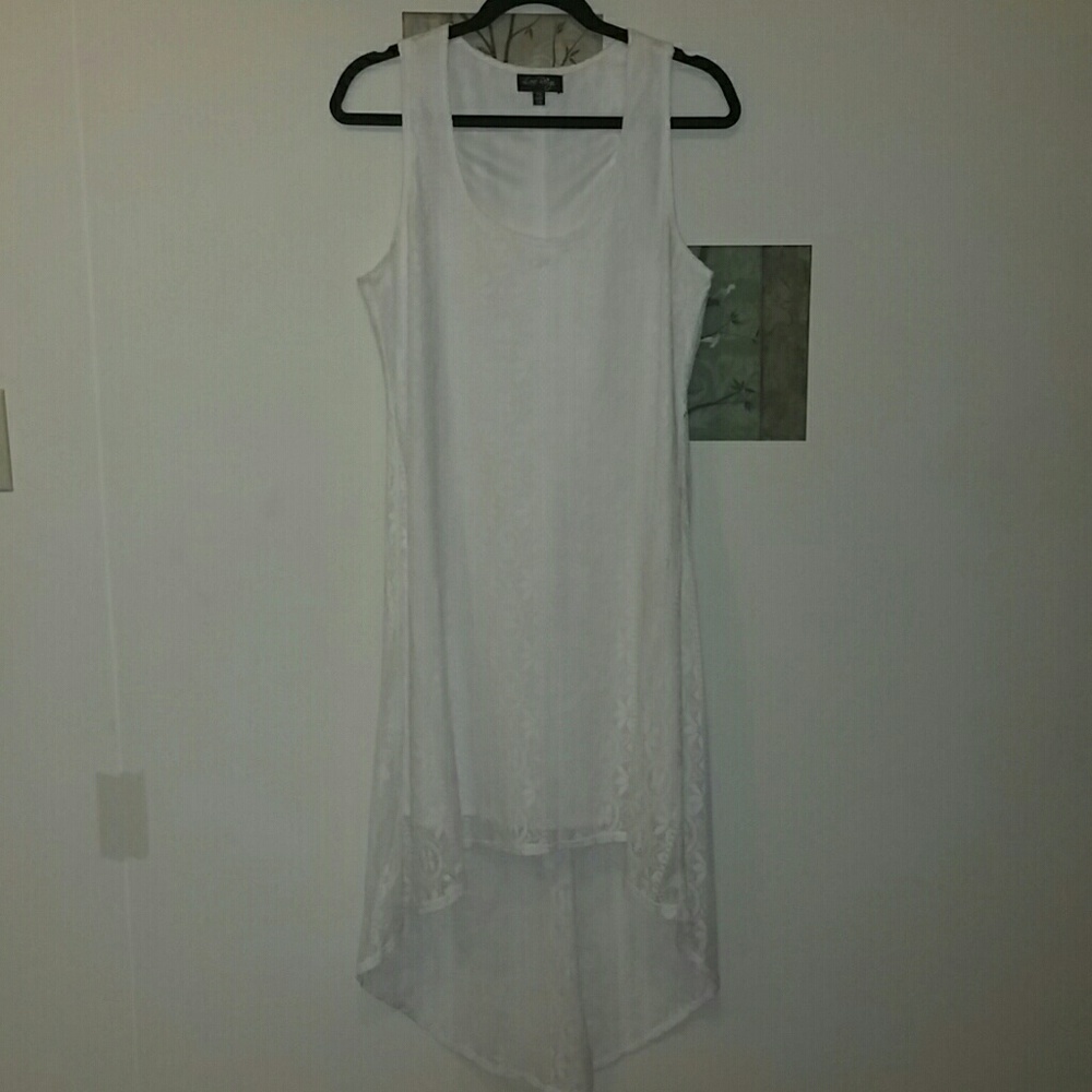 White High Low Sleeveless Dress
