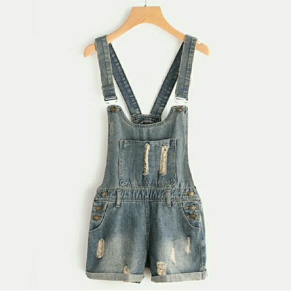 Other - Designer Ripped Look Overalls