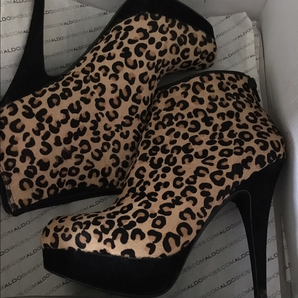 Leopard print booties