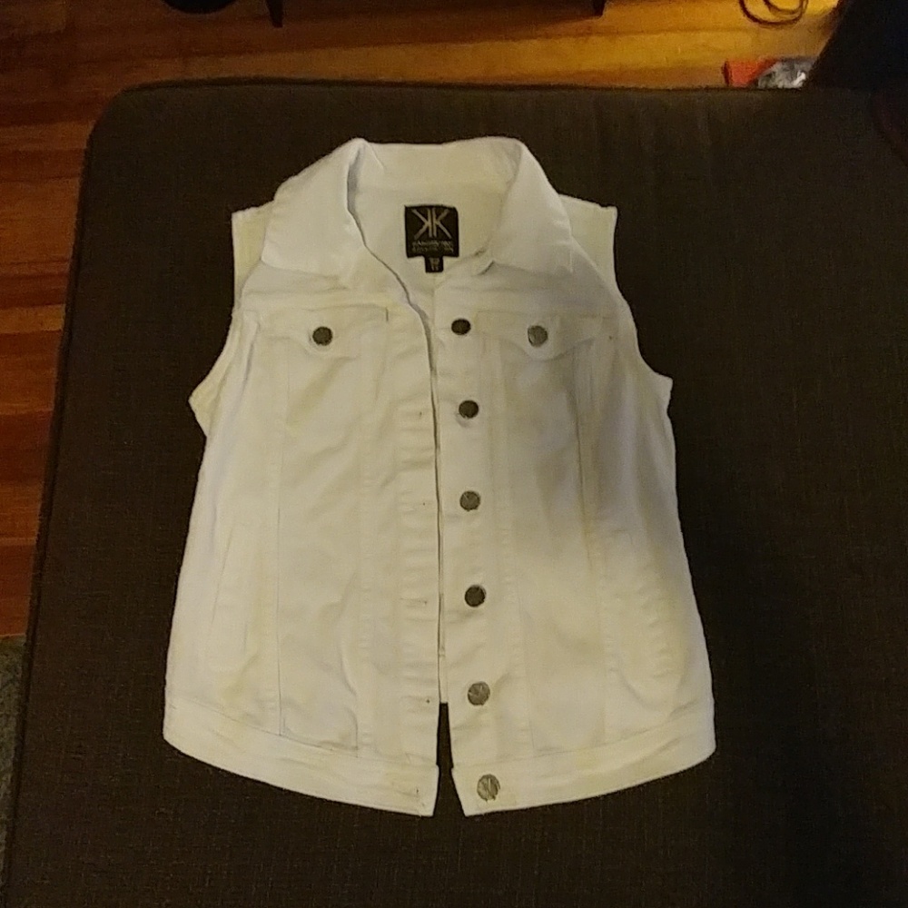 Kardashian Kollection white demin vest